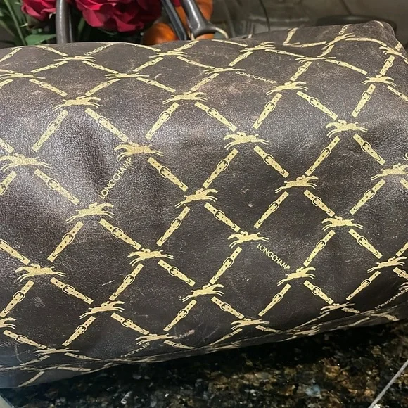 Longchamp Lattice double buckle horse jump brown speedy bag Authentic Vintage - Picture 4 of 17